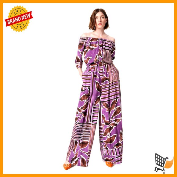 Large Polyester Jumpsuit with 3/4 Sleeves and Side Pockets
